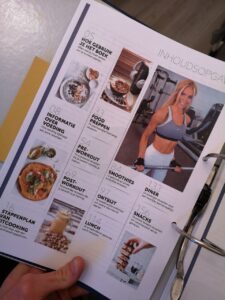 Op de foto zie je de inhoudsopgave van de Fitcooking editie 2
