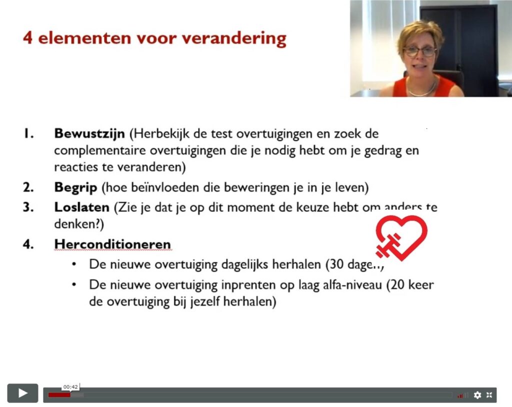 Op deze foto zie je stap 4 van de training Gedrag en Gedachten Herprogrammeren