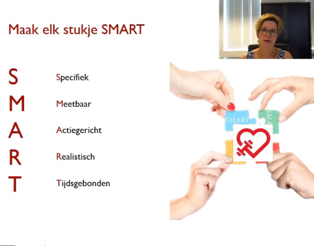 Op deze foto zien we de het stukje SMART in de training sneller je doelen bereiken