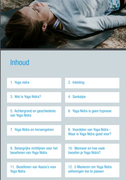 Op deze foto zie je de inhoud van het Yoga Nidra Instructie Ebook