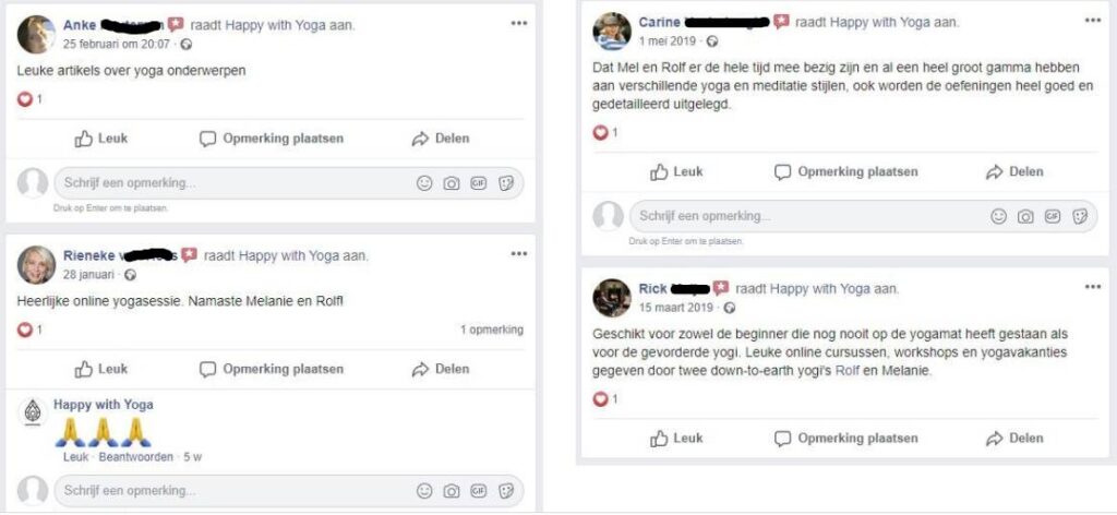 Op deze foto zie je Yoga Nidra ervaringen van klanten