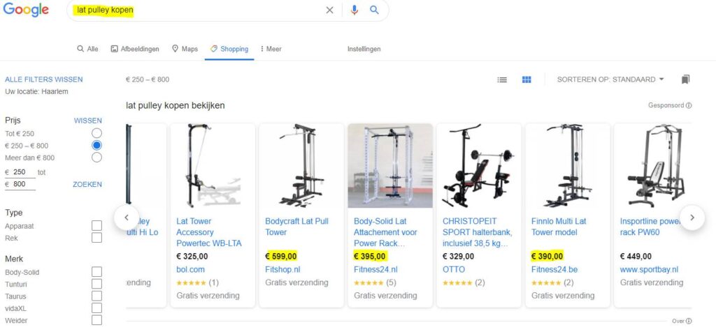 Op deze foto zie je hoe je producten kunt vinden om te verkopen via je high-ticket webshop