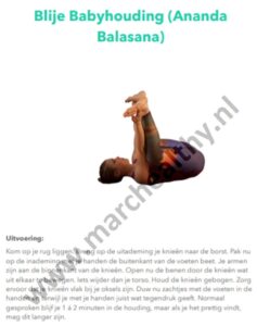 Op deze foto zie je de yoga oefening Blije Babyhouding (Ananda
Balasana)
