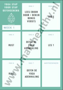 Op deze foto zie je een bonus Oefenschema Yoga Stap voor Stap