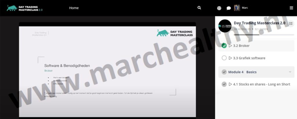 Op deze foto zie je Module #3 - Software van de Day Trading Masterclass
