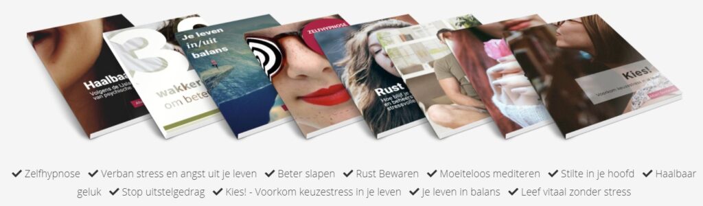 Op deze foto zie je verschillende e-books die je krijgt bij BreinTV