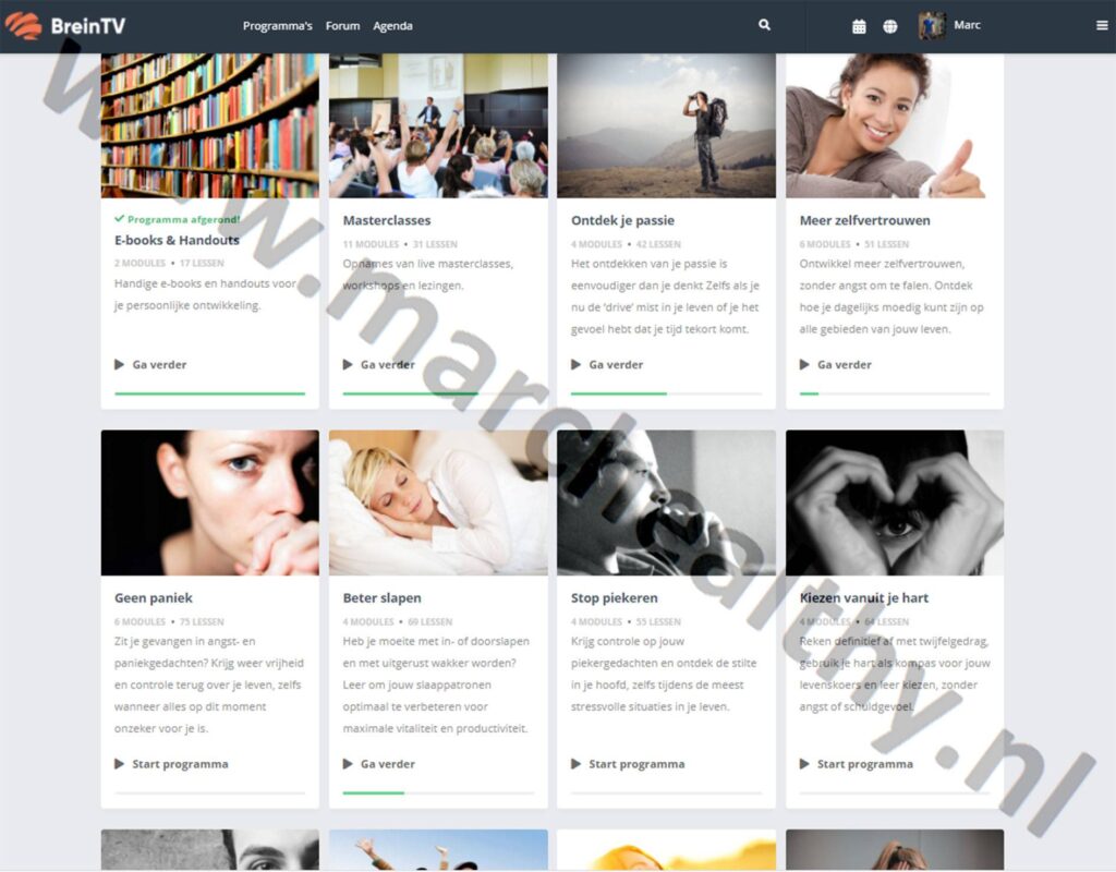 Op deze foto zie je de online omgeving van BreinTV