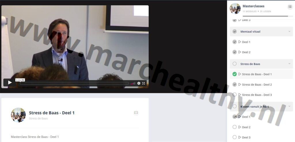 Op deze foto zie je Albert die een lezing geeft over stress de baas uit BreinTV