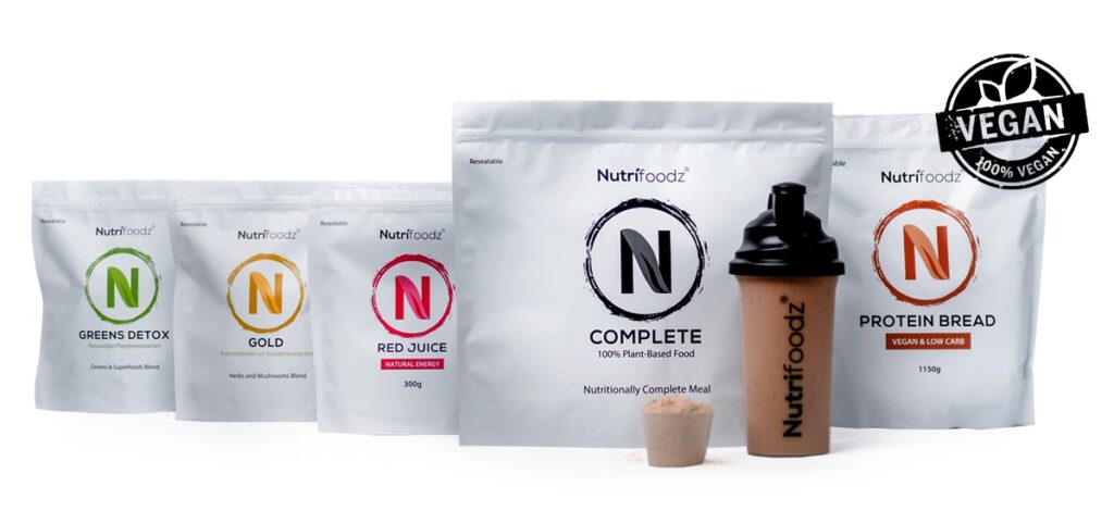 Op deze foto zie je alle producten van Nutrifoodz