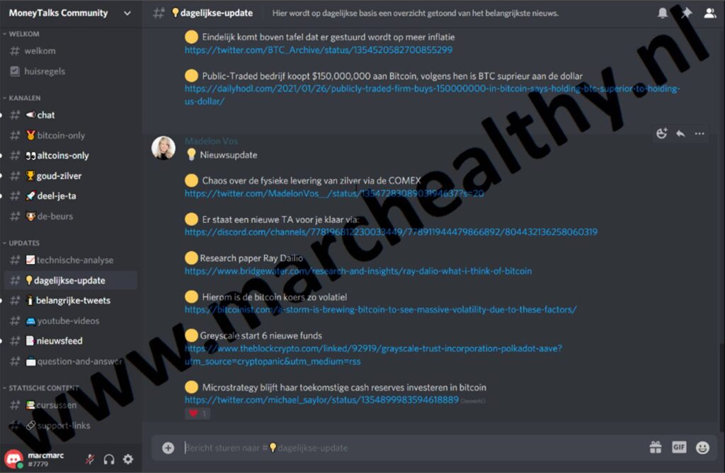 Op deze foto zie je Kanaal #8 - Dagelijkse-update
 van MoneyTalks Community