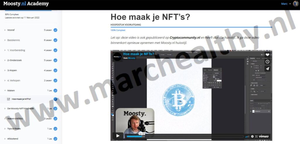 Op deze foto zie je Module #7: Maken van Moosty's NFT cursus