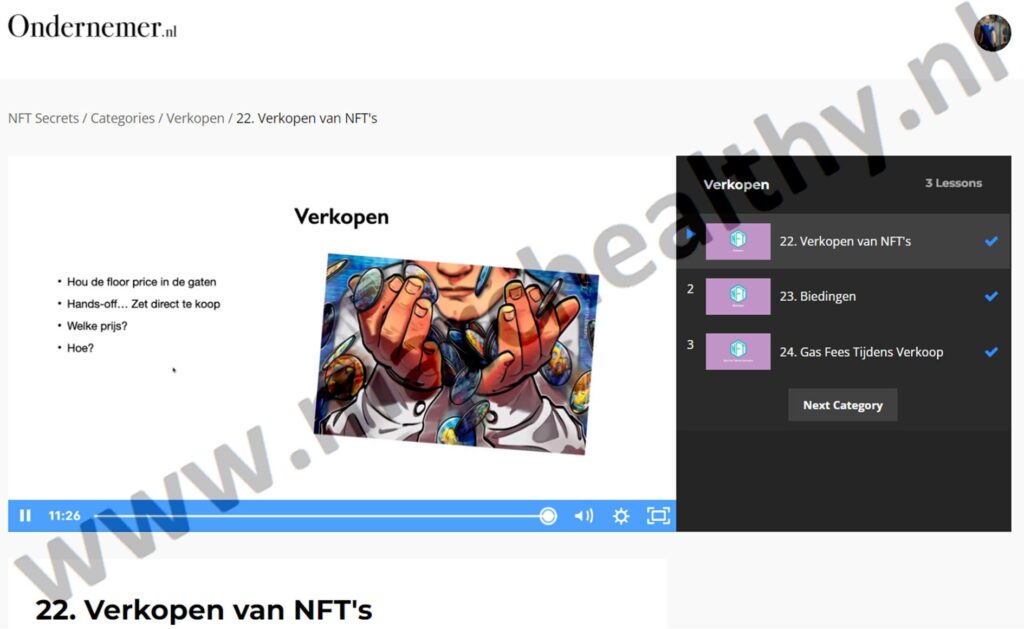 Op deze foto zie je Module #4 - NFT’s Verkopen uit NFT Secrets