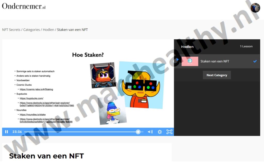 Op deze foto zie je Module #5 - Hodlen uit NFT Secrets