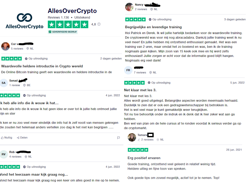 Op deze foto zie je ervaringen over allesovercrypto en money mastery