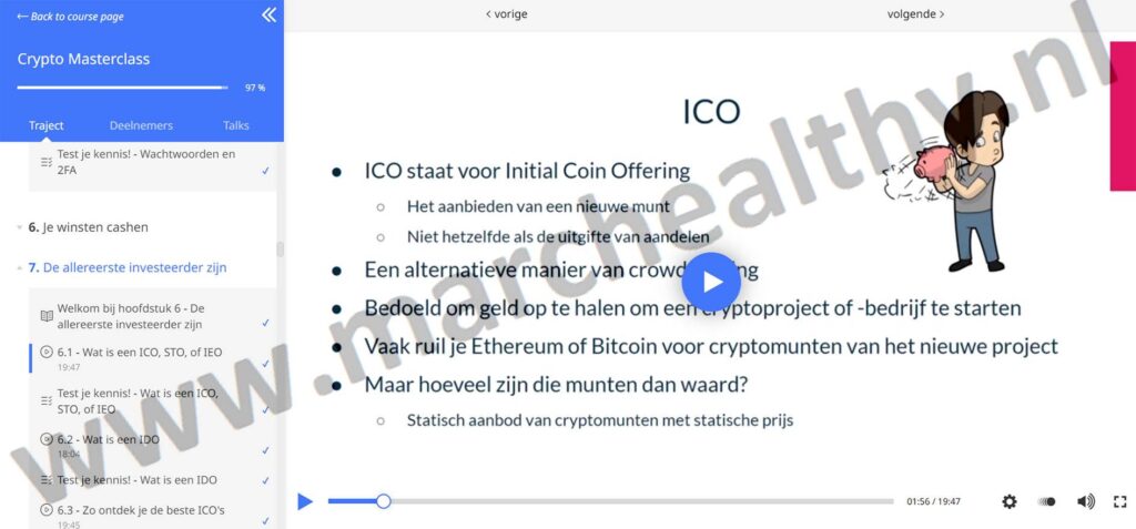 Op deze foto zie je Module 6: De allereerste investeerder zijn van de crypto masterclass in de Money Mastery