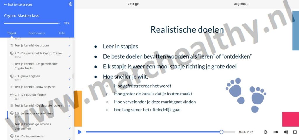 Op deze foto zie je Module 9: The Winning mindset van de crypto masterclass in de Money Mastery
