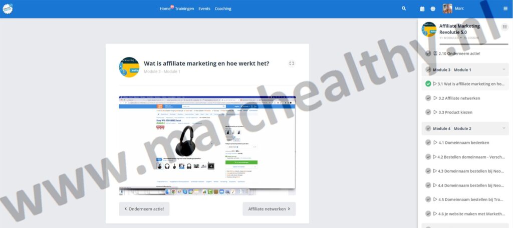 Op deze foto zie je module 3 van de affiliate marketing revolutie