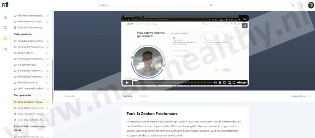 Op deze foto zie je Module #6: Start productie van de Faceless Masterclass