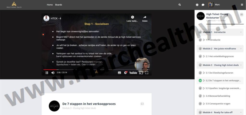 Op deze foto zie je Module 3 - Closing high ticket deals van de High Ticket Closing Kickstarter van Ferdinand Becker