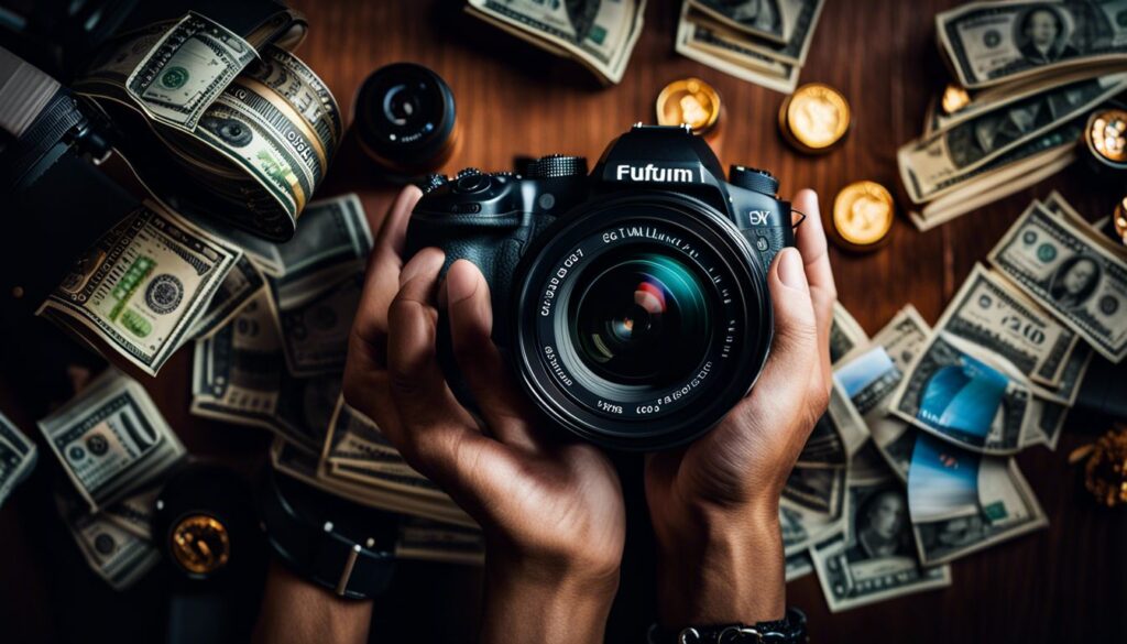 Op deze foto zie je een camera en geld