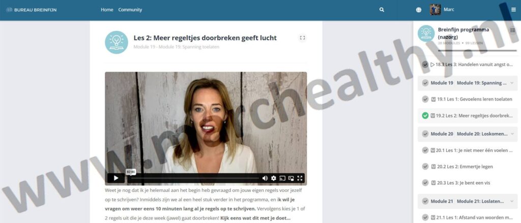 Op deze foto zie je Module 19: Spanning toelaten van het Breinfijn programma van Bureau Breinfijn 