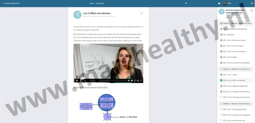 Op deze foto zie je het no stress programma van Rosalie Van Gils van Bureau Breinfijn