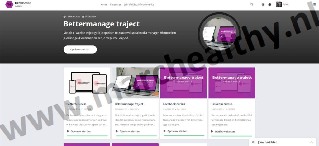 Op deze foto zie je het Bettermanage traject van Ilse Kwant