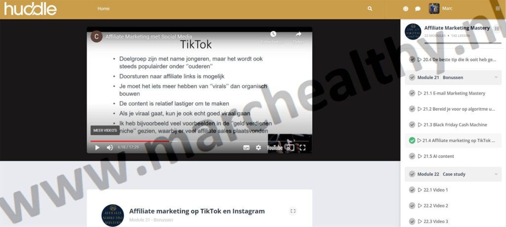 Op deze foto zie je Bonus 2: Snel geld verdienen met Affiliate marketing op TikTok en Instagram van de affiliate marketing mastery
