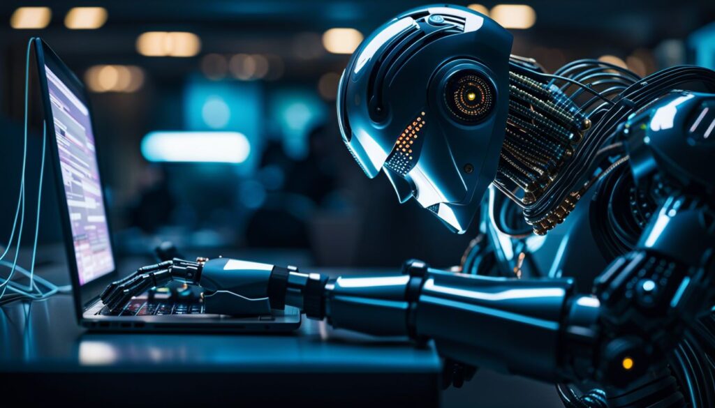 Op deze foto zie je een ai robot als voorbeeld van Sleak AI Chatbot