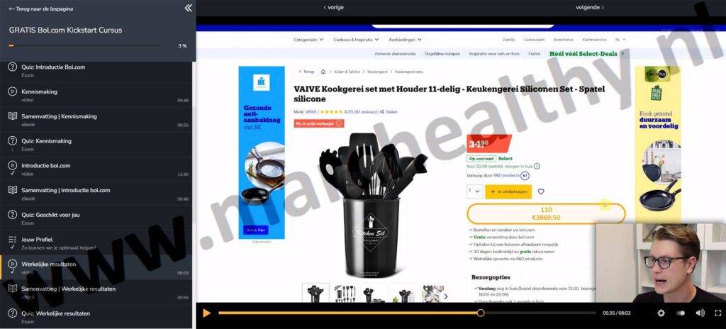 Op deze foto zie je de Gratis Bol.com Kickstart Cursus van Andy de Wit