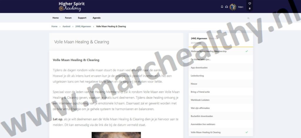 Op deze foto zie je de Volle Maan Healing van de Higher Spirit Academy