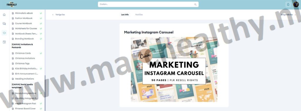Op deze foto zie je Instagram templates van de PLR Library 