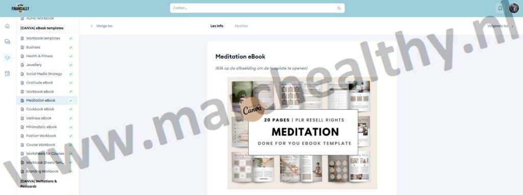 Op deze foto zie je Meditatie templates van de PLR Library 
