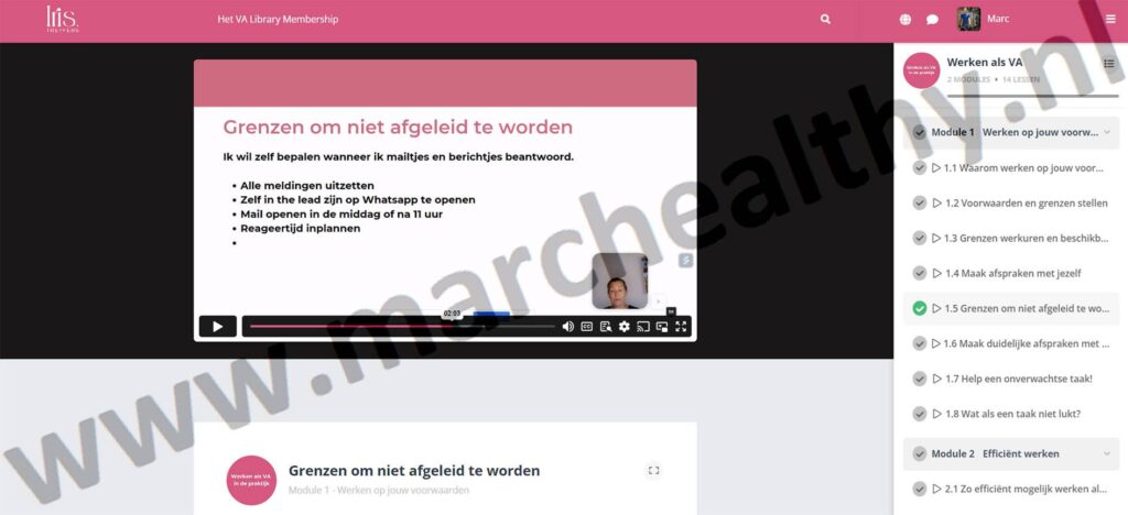 Op deze foto zie je Module 1: Start hier van het VA Library Membership (iris treffers)