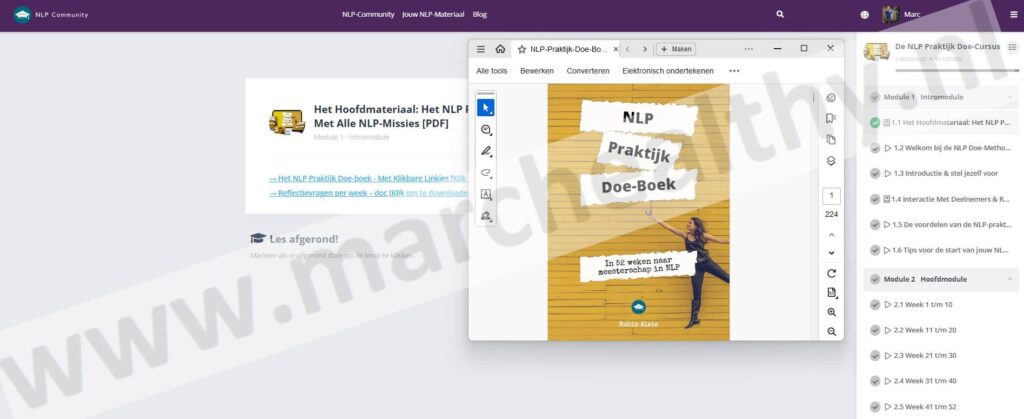 Op deze foto zie je de NLP Doe-Boek uit de NLP College Black Friday