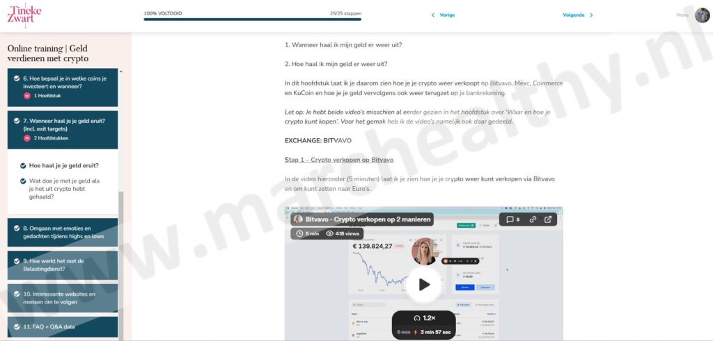 Op deze foto zie je de crypto cursus van Tineke zwart
