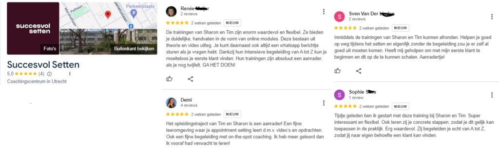 Op deze foto zie je Succesvol Setten Academie ervaringen
