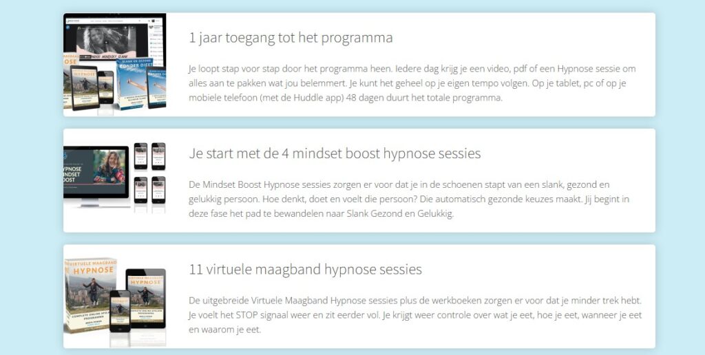 Op deze foto zie je de inhoud van het Virtuele Maagband Programma