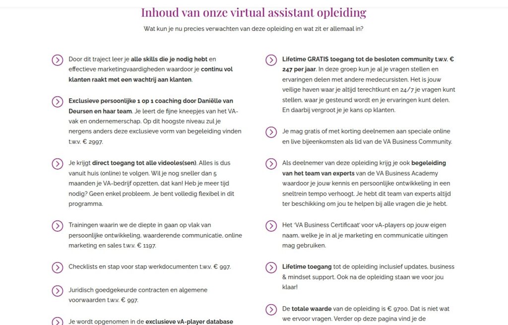Op deze foto zie je de VA Business Academy als voorbeeld van een Virtual Assistant (VA) opleiding